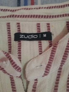 Zudio M Striped Band Collar Shirt