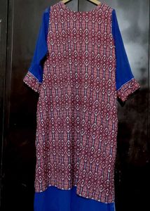 Blue &amp; Pink Orange Printed Kurti for 44 Bust