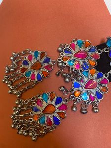 Afgani Long Drop Oxidised Earring
