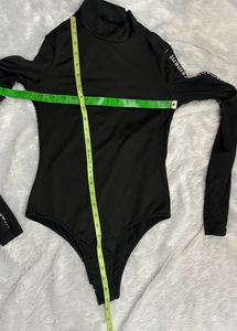 Shein Black Solid Collared Bodysuit( Women&#39;s)