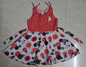 Girls Red Polka Dot Dress with Tie Straps