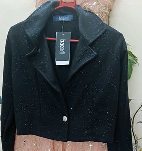 Sparkly Black Jacket &amp; Blush Dress Set