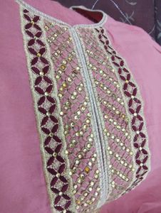 Party Wear Suit Pink And Golden
