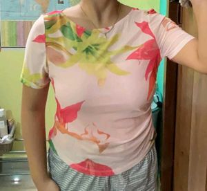 Cute Green Cardigan &amp; Floral Top