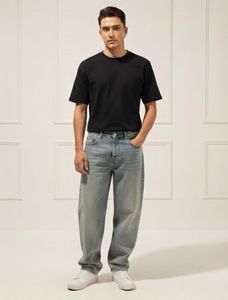 Light Wash Wide Leg Skater Fit Jeans