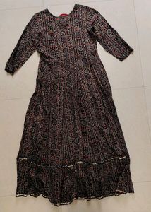 Festive Ethnic Black Red Dress/Gown