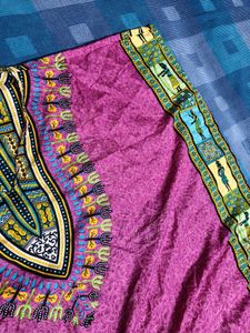 Women Pink African Print Kaftan Maxi Dress