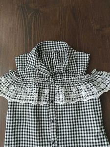 Gingham Cold Shoulder Top