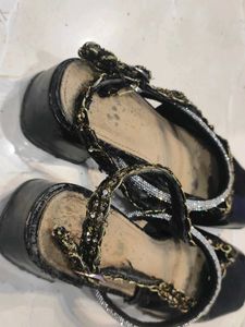 Black Embellished Mules