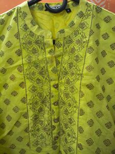 Lime Green Printed Kurta