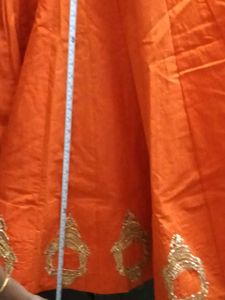 1-TimeUsed Orange Embroidered Lehenga Skirt