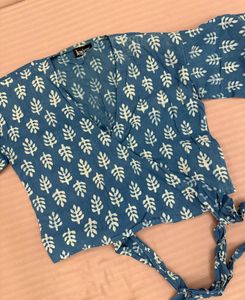 Block Print Wrap Top - Free Size 💙