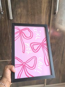 Pink coquette Bow Artwork with frame