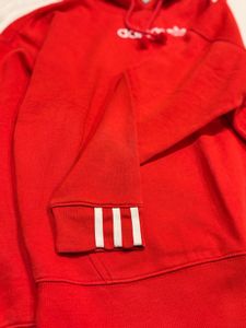 Adidas Red Trefoil Hoodie Pullover Sweatshirt