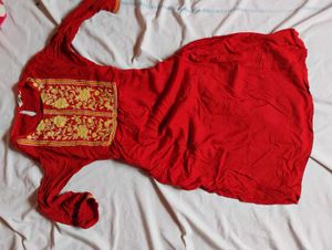 Red Embroidered Kurti Dress