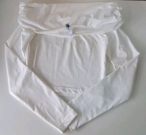 White Over Fold Off Shoulder Top