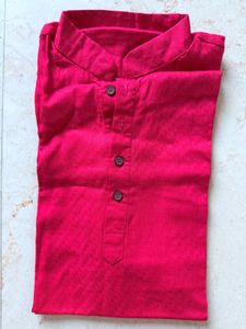 Pinkish Red Cotton Kurta