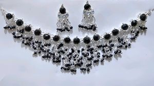 Ruby Red &amp; Silver Plated Choker Necklace Combo