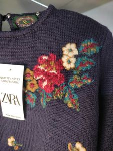Korean Sweater With Cute Flowers
