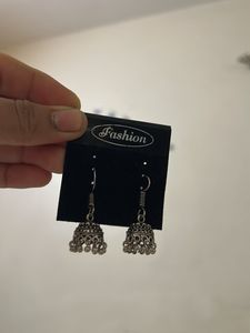 Oxidised Silver Jhumka Earrings