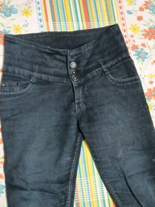 High Waist Black Jeans Slightly Faided