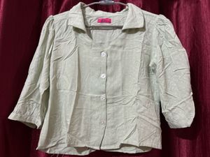 light sea green polka dot crop shirt