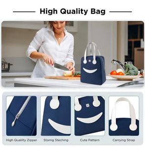 Blue Smiley Face Lunch Bag