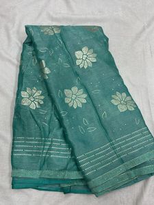 Elegant Sea Green Floral Saree