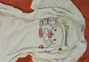 White Baggy T-Shirt,With Cute Print 🐰