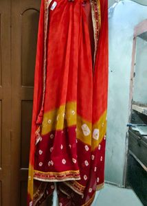 Laxmipati Women&#39;s Chiffon Saree red ♥️