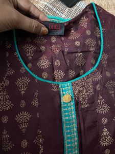Brown Cyan Anarkali