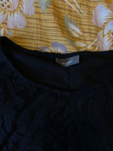 Black Lace midi Dress with Zipper Detail