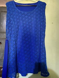 Very Beautiful,pretty Flower Netted Blue Colourtop