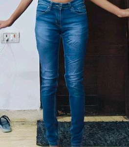 Navy Blue Jeans With Faded Style