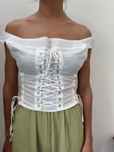 F21 White Corset Top