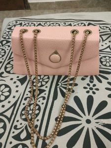 Pink Chain Detail Clutch