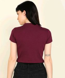 Ribbed Knit Top - Burgundy