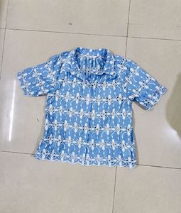 Blue Embroidered Top