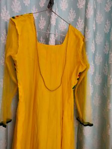 Yellow Tulle Anarkali Kurta