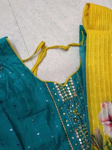 Teal &amp; Yellow Salwar Suit