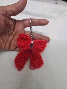 Homemade Crochet hairbow keychain