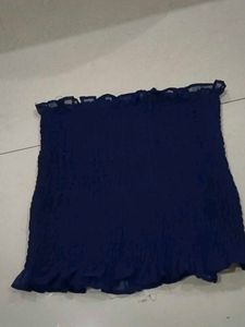 A Blue Georgette Off Shoulder Top