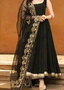 Black Anarkali Pure Cotton