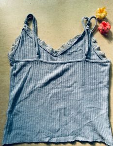 Blue Lace Trim Cami Top