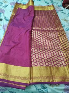 Elegant Maroon &amp; Gold Pattu Sari