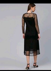 Sassafras Black Floral Embroidered Dress