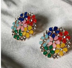 Colorful Gemstone Flower Earrings