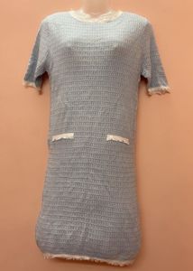 Short Dress: Light Blue And White