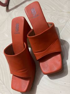 Orange Platform Heels