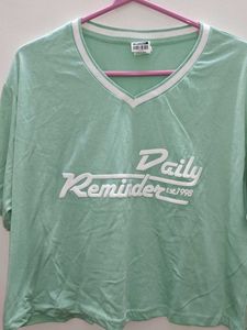 Viveza Light Green Oversized Crop Top